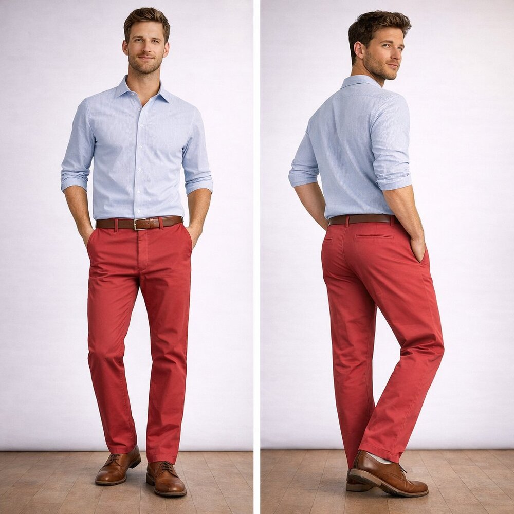 Jos. A. Bank 1905 Men’s Soft Red Tailored Chino Pants – 40W x 32L (NWT)